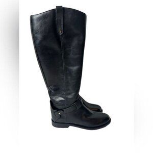 Tory Burch Colton Leather Riding Knee High Black Boots